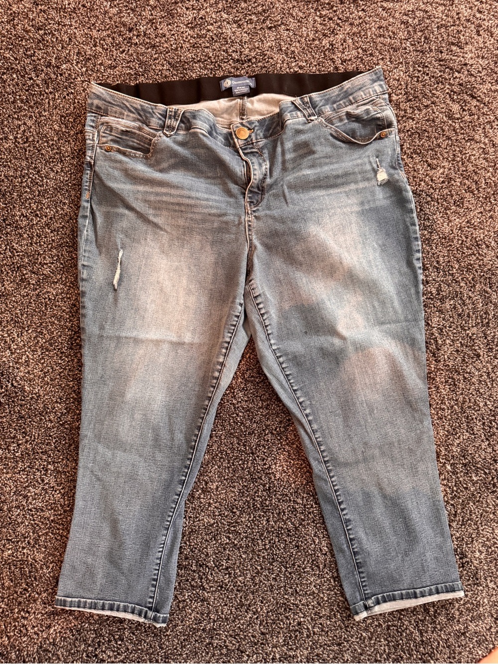 Democracy Light Blue Distressed Ankle Jeans